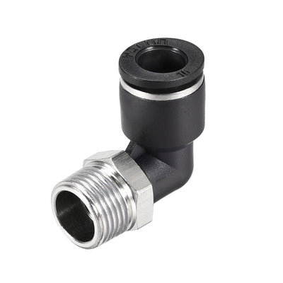 Harfington Uxcell Push to Connect Tube Fitting Male Elbow 10mm Tube OD x 3/8 NPT Thread Pneumatic Air Push Fit Lock Fitting