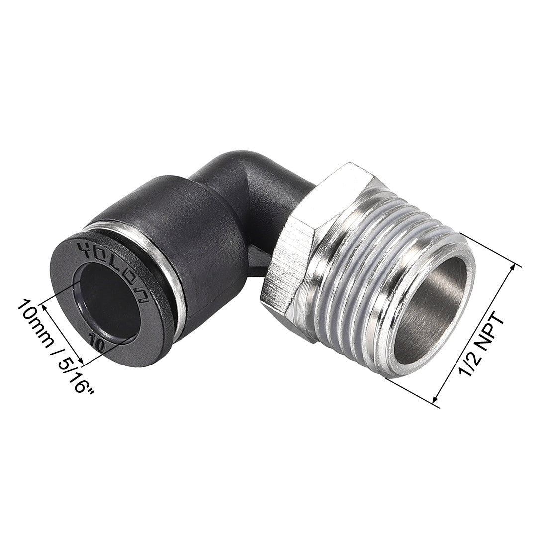 uxcell Uxcell Push to Connect Tube Fitting Male Elbow 10mm Tube OD x 1/2 NPT Thread Pneumatic Air Push Fit Lock Fitting