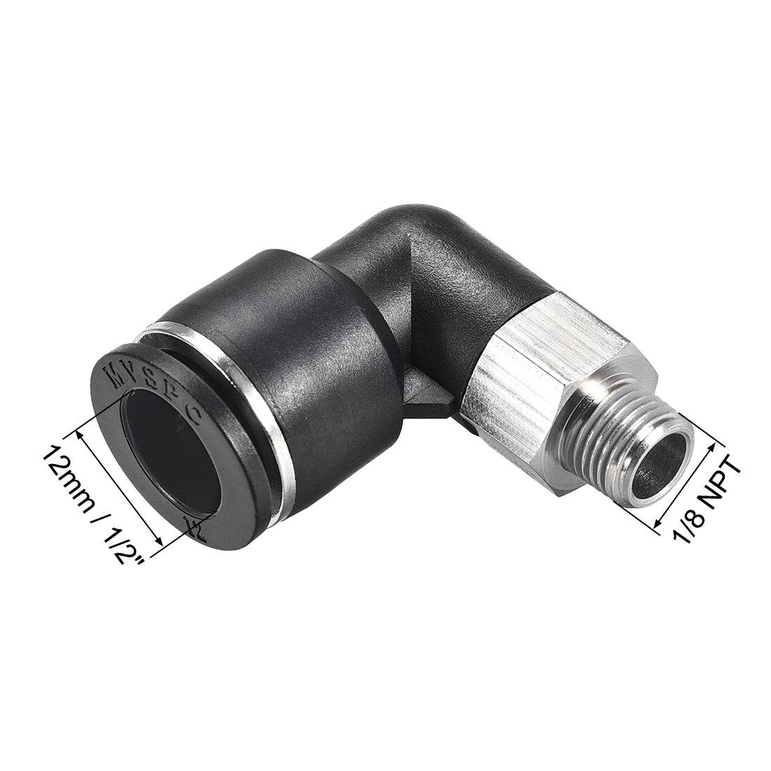 uxcell Uxcell Push to Connect Tube Fitting Male Elbow 12mm Tube OD x 1/8 NPT Thread Pneumatic Air Push Fit Lock Fitting