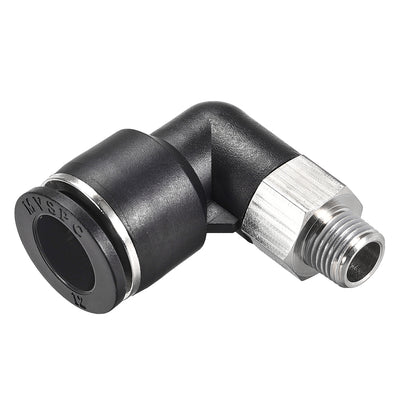 Harfington Uxcell Push to Connect Tube Fitting Male Elbow 12mm Tube OD x 1/8 NPT Thread Pneumatic Air Push Fit Lock Fitting