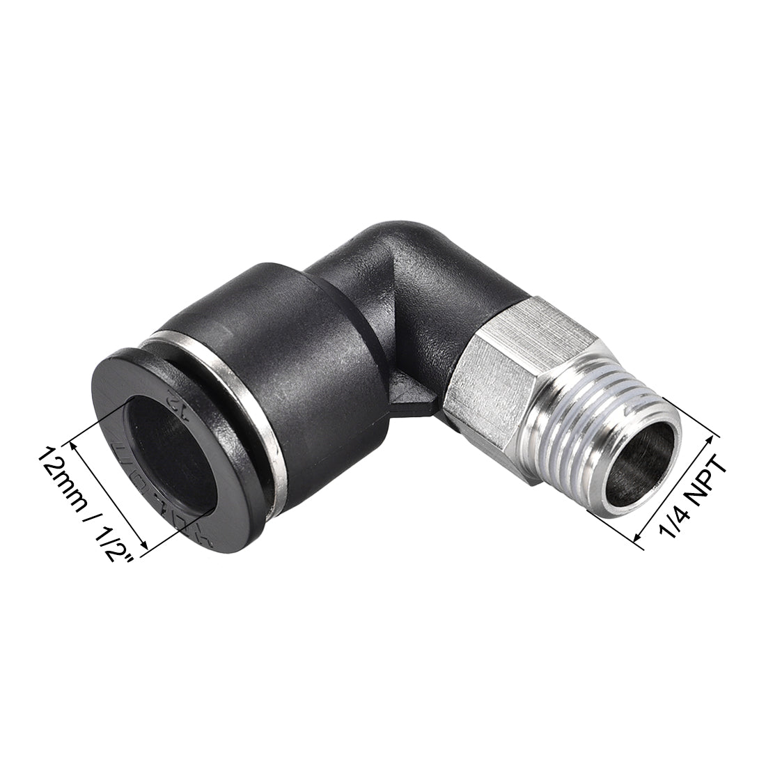 uxcell Uxcell Push to Connect Tube Fitting Male Elbow 12mm Tube OD x 1/4 NPT Thread Pneumatic Air Push Fit Lock Fitting