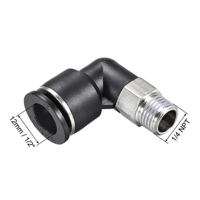 Harfington Uxcell Push to Connect Tube Fitting Male Elbow 12mm Tube OD x 1/4 NPT Thread Pneumatic Air Push Fit Lock Fitting