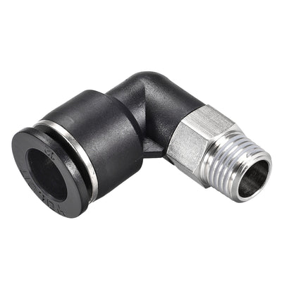 Harfington Uxcell Push to Connect Tube Fitting Male Elbow 12mm Tube OD x 1/4 NPT Thread Pneumatic Air Push Fit Lock Fitting