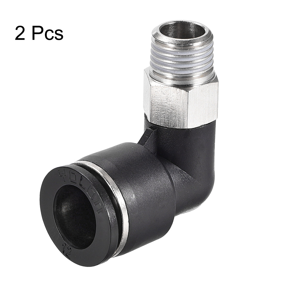 uxcell Uxcell Push to Connect Tube Fitting Male Elbow 12mm Tube OD x 1/4 NPT Thread Pneumatic Air Push Fit Lock Fitting 2pcs