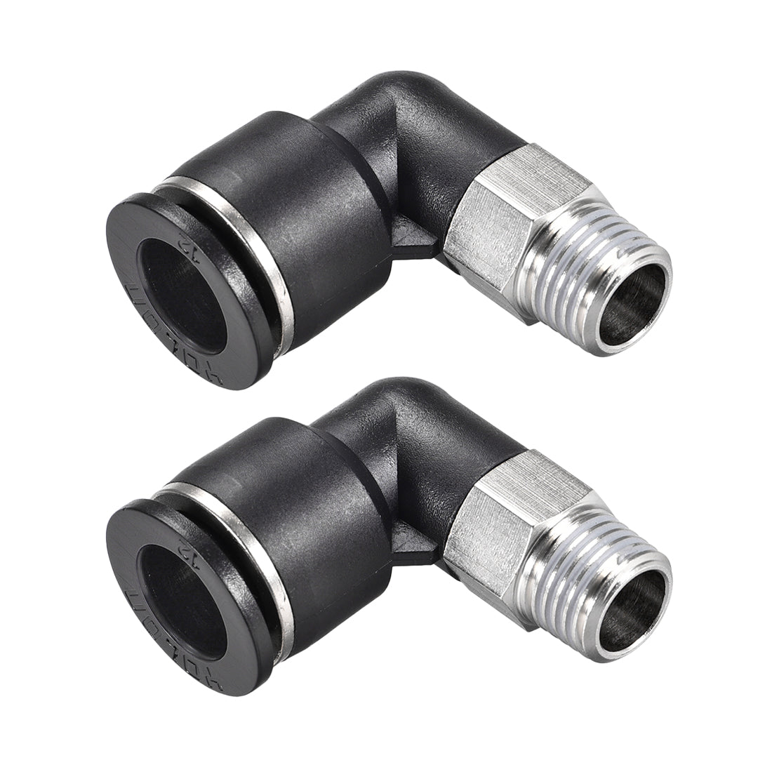 uxcell Uxcell Push to Connect Tube Fitting Male Elbow 12mm Tube OD x 1/4 NPT Thread Pneumatic Air Push Fit Lock Fitting 2pcs