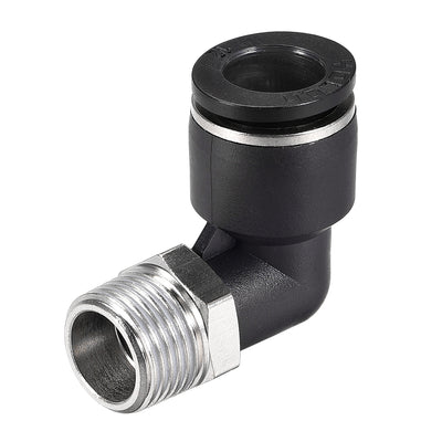 Harfington Uxcell Push to Connect Tube Fitting Male Elbow 12mm Tube OD x 3/8 NPT Thread Pneumatic Air Push Fit Lock Fitting