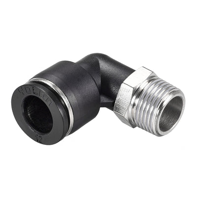 Harfington Uxcell Push to Connect Tube Fitting Male Elbow 12mm Tube OD x 3/8 NPT Thread Pneumatic Air Push Fit Lock Fitting