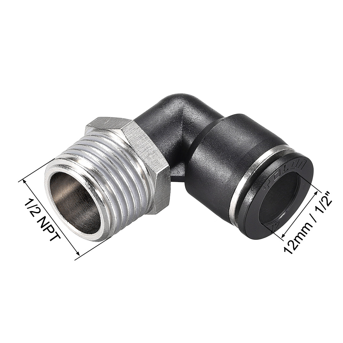 uxcell Uxcell Push to Connect Tube Fitting Male Elbow 12mm Tube OD x 1/2 NPT Thread Pneumatic Air Push Fit Lock Fitting