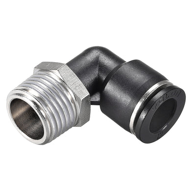 Harfington Uxcell Push to Connect Tube Fitting Male Elbow 12mm Tube OD x 1/2 NPT Thread Pneumatic Air Push Fit Lock Fitting