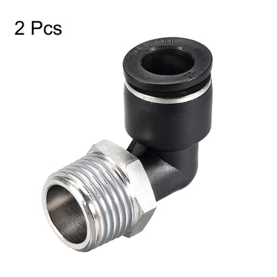 Harfington Uxcell Push to Connect Tube Fitting Male Elbow 12mm Tube OD x G1/2 Thread Pneumatic Air Push Fit Lock Fitting 2pcs