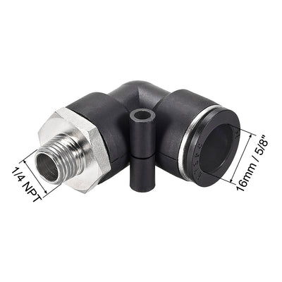 Harfington Uxcell Push to Connect Tube Fitting Male Elbow 16mm Tube OD x 1/4 NPT Thread Pneumatic Air Push Fit Lock Fitting