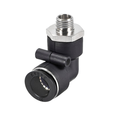 Harfington Uxcell Push to Connect Tube Fitting Male Elbow 16mm Tube OD x 1/4 NPT Thread Pneumatic Air Push Fit Lock Fitting