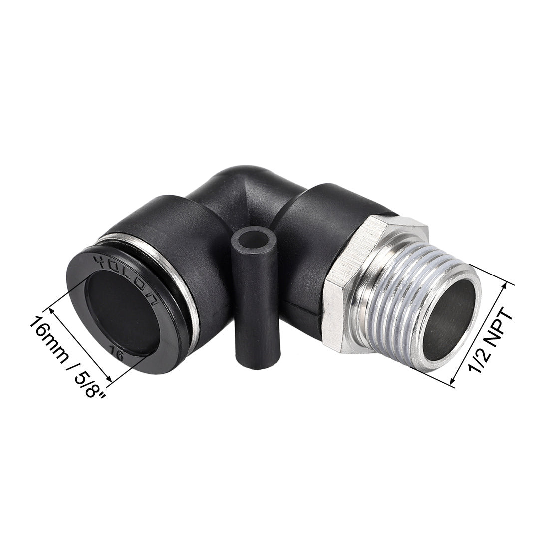 uxcell Uxcell Drücken zur Rohrverschraubung Fitting Außen Ellbogen 16mm Rohr OD X 1/2 NPT Gewinde Pneumatische Luftdruck Verriegelung