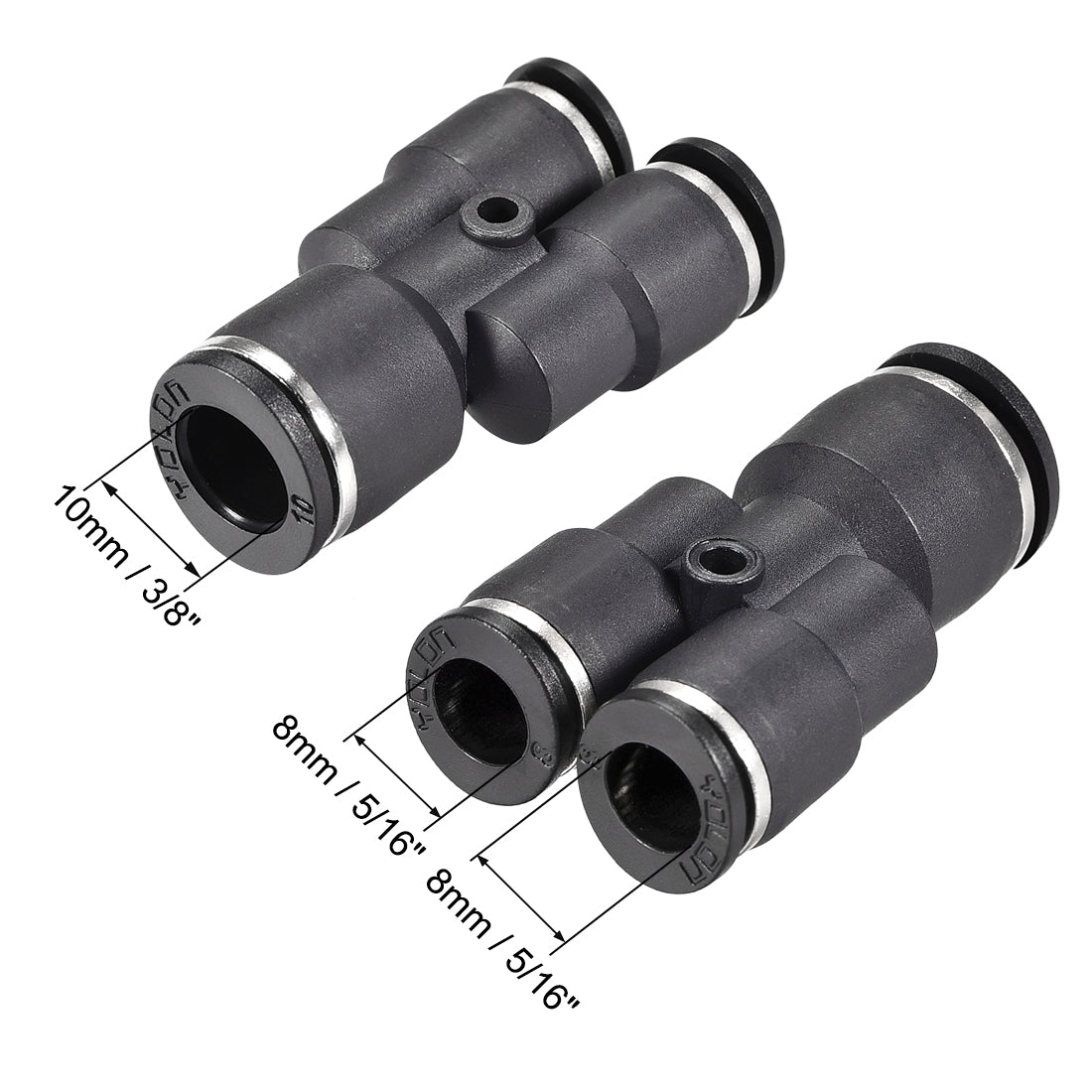 uxcell Uxcell Plastic Connect Y Splitter Push To Tube Fittings 10mm X 8mm OD Push Lock 3pcs