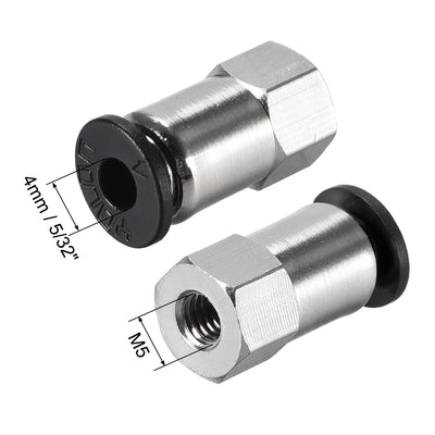 Harfington Uxcell Push to Connect Tube Fitting Adapter 4mm Tube OD x M5 Female Straight Pneumatic Connecter Connect Pipe Fitting 6pcs