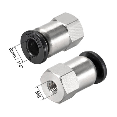 Harfington Uxcell Push to Connect Tube Fitting Adapter 6mm Tube OD x M5 Female Straight Pneumatic Connecter Pipe Fitting 6pcs