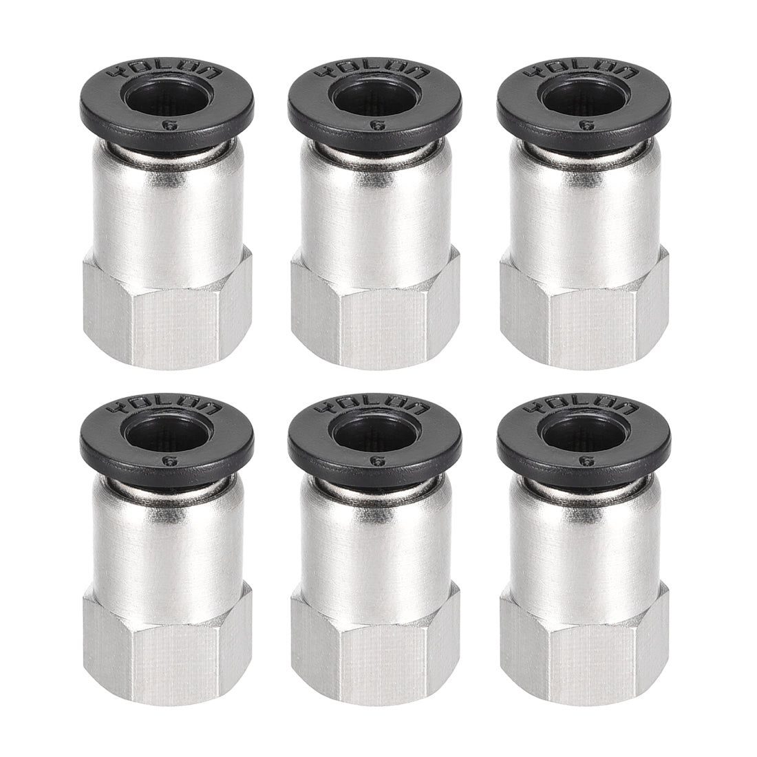 uxcell Uxcell Push to Connect Tube Fitting Adapter 6mm Tube OD x M5 Female Straight Pneumatic Connecter Pipe Fitting 6pcs