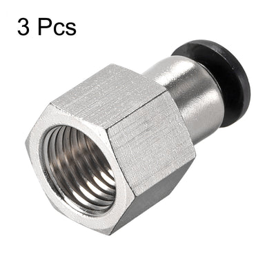 Harfington Uxcell Push to Connect Tube Fitting Adapter 6mm Tube OD x 1/4 BSPT Female Straight Pneumatic Connecter Pipe Fitting 3pcs