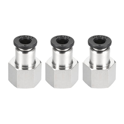 Harfington Uxcell Push to Connect Tube Fitting Adapter 6mm Tube OD x 1/4 BSPT Female Straight Pneumatic Connecter Pipe Fitting 3pcs