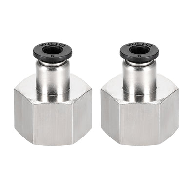 Harfington Uxcell Push to Connect Tube Fitting Adapter 6mm Tube OD x 1/2PT (19mm) Female Straight 2pcs