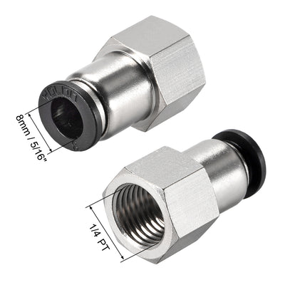 Harfington Uxcell Push to Connect Tube Fitting Adapter 8mm Tube OD x 1/4PT Female Straight 2pcs