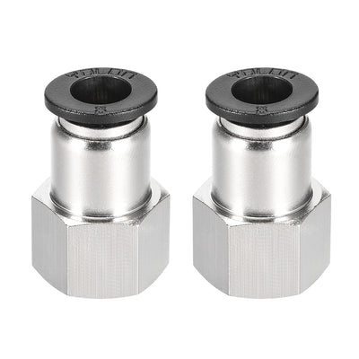 Harfington Uxcell Push to Connect Tube Fitting Adapter 8mm Tube OD x 1/4PT Female Straight 2pcs