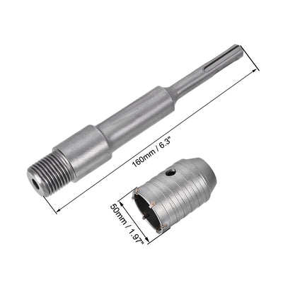 Harfington Uxcell Wandlochbohrer Lochsäge mit Pleuelbohrer für SDS X4 Schlagbohrer 1.97-inch Bohrersatz