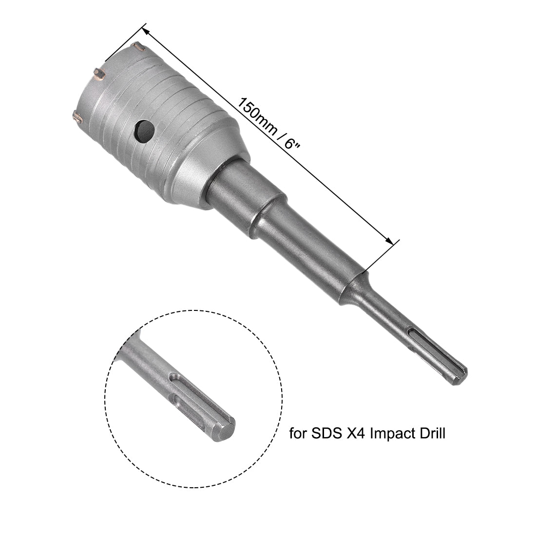 uxcell Uxcell Wandlochbohrer Lochsäge mit Pleuelbohrer für SDS X4 Schlagbohrer 1.97-inch Bohrersatz