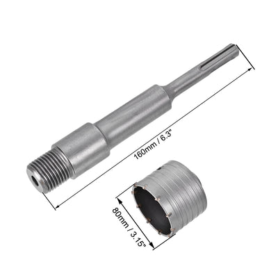 Harfington Uxcell 1pcs Wandlochbohrer Lochsäge mit Pleuelbohrer für SDS X4 Schlagbohrer aus Hartmetall 80mm / 3.15" Bohrersatz