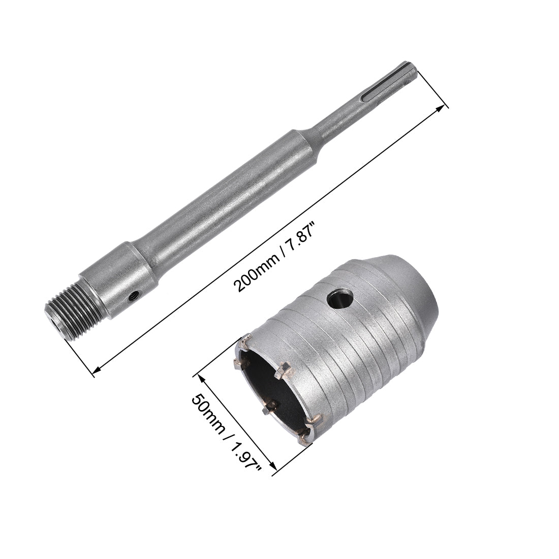 uxcell Uxcell Wandbohrer Lochsägenschneider mit Pleuelbohrer aus Hartmetall für SDS X4 Schlagbohrer 50mm Bohrersatz