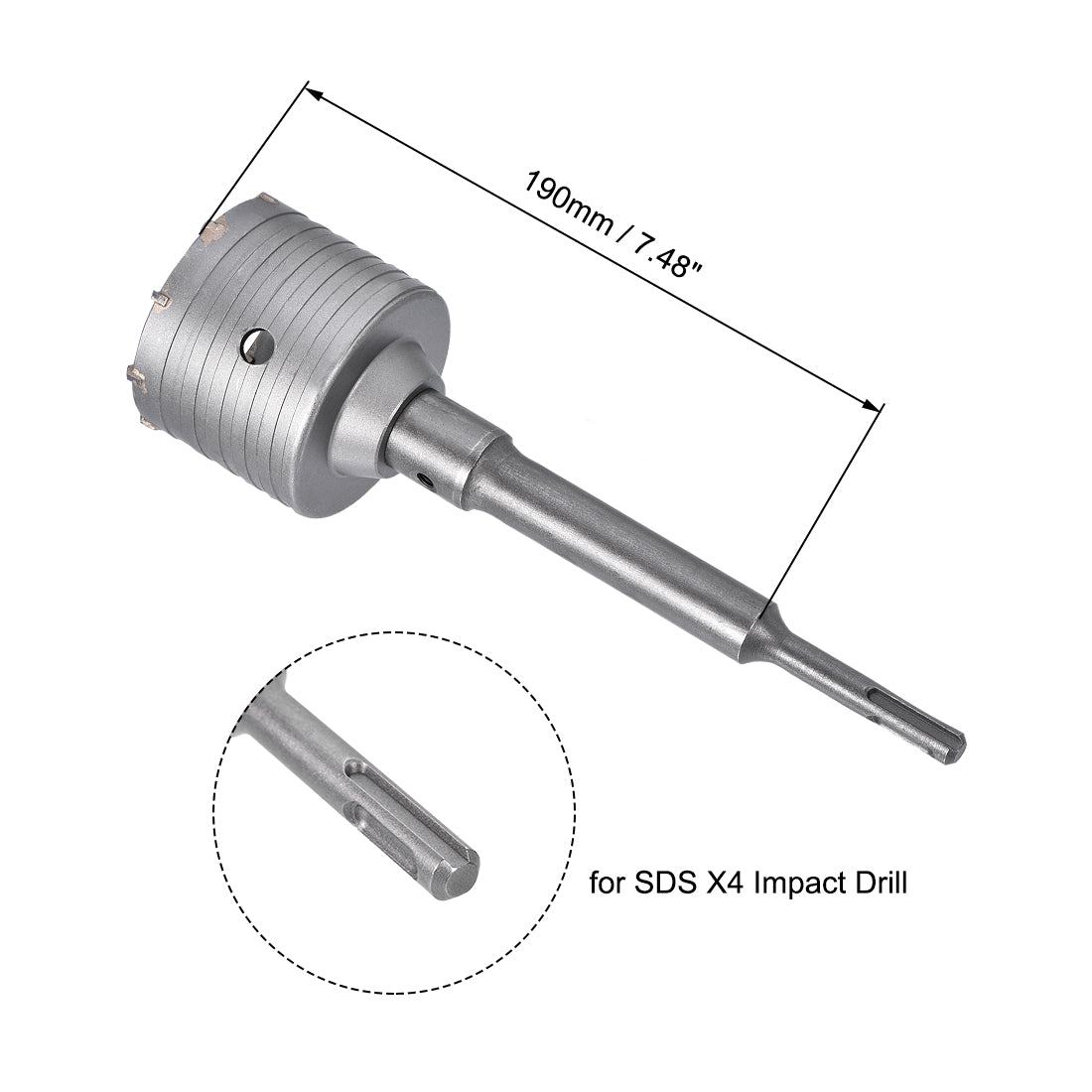 uxcell Uxcell Wandbohrer Lochsägenschneider mit Pleuelbohrer aus Hartmetall für SDS X4 Schlagbohrer 75mm Bohrersatz