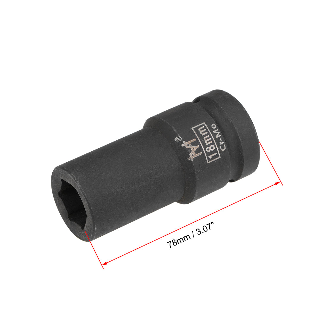 uxcell Uxcell Drive by Deep Impact Socket, 6-Point, Cr-Mo Alloy Steel, Metric