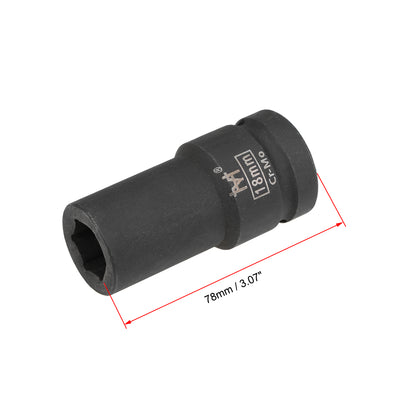 Harfington Uxcell Drive by Deep Impact Socket, 6-Point, Cr-Mo Alloy Steel, Metric