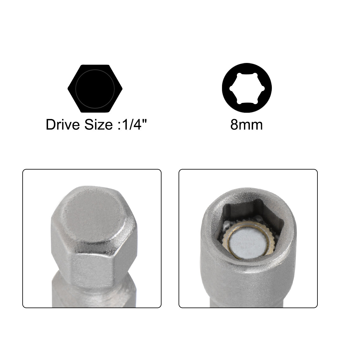 uxcell Uxcell 2 Pcs 1/4" Hex Shank 8mm Magnetic Nut Setter Driver Drill Bit, 150mm Length