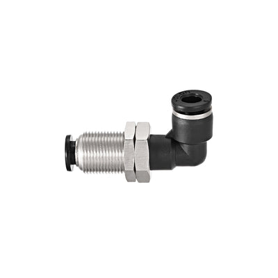 Harfington Uxcell 2 End 6mm Tube Push Lock Elbows, M14 L Shape Bulkhead Union Air Fittings