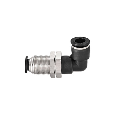 Harfington Uxcell 2 End 8mm Tube Push Lock Elbows, M16 L Shape Bulkhead Union Air Fittings