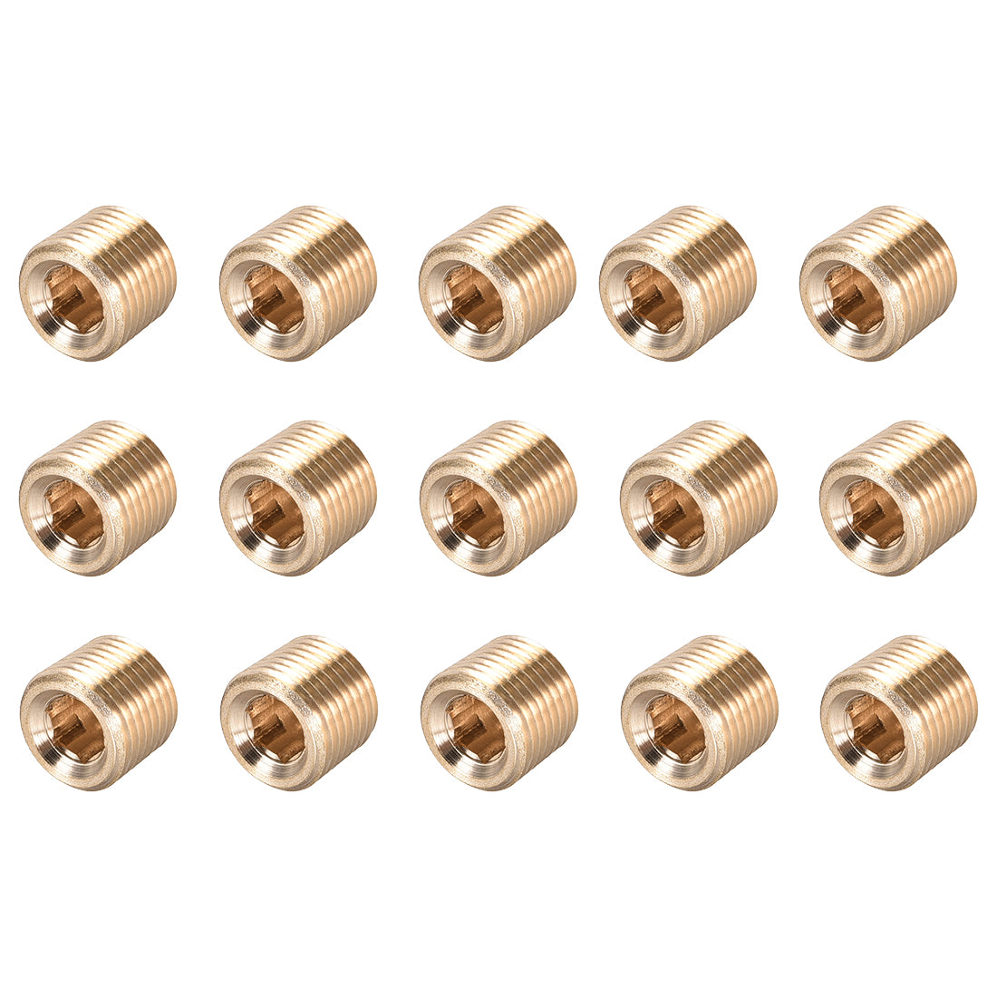 Uxcell Uxcell Brass Pipe Fitting - Hex Counter Sunk Plug 1/8NPT Male Socket Drive Countersunk Pipe Plugs 15pcs