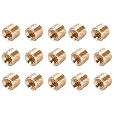 Harfington Uxcell Brass Pipe Fitting - Hex Counter Sunk Plug 1/8NPT Male Socket Drive Countersunk Pipe Plugs 15pcs