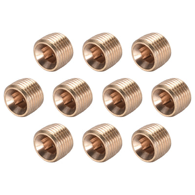 Harfington Uxcell Brass Pipe Fitting - Hex Counter Sunk Plug G1/8 Male Socket Drive Countersunk Pipe Plugs 10pcs