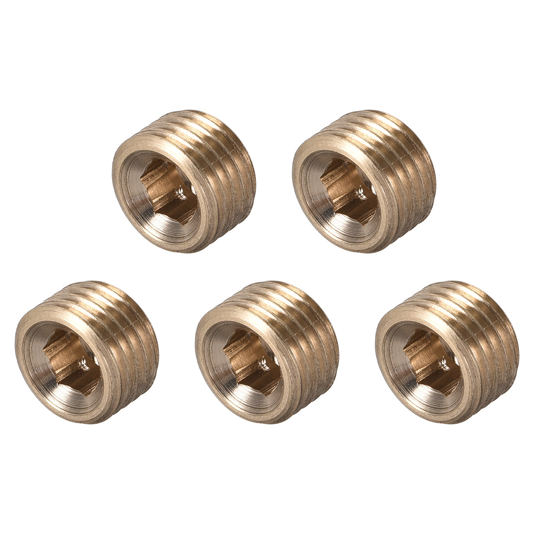 uxcell Uxcell Brass Pipe Fitting - Hex Counter Sunk Plug G1/4 Male Socket Drive Countersunk Pipe Plugs 5pcs