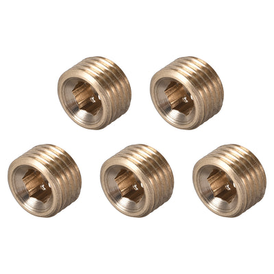 Harfington Uxcell Brass Pipe Fitting - Hex Counter Sunk Plug G1/4 Male Socket Drive Countersunk Pipe Plugs 5pcs