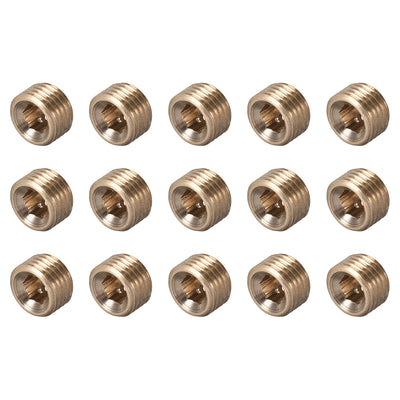 Harfington Uxcell Brass Pipe Fitting - Hex Counter Sunk Plug G1/4 Male Socket Drive Countersunk Pipe Plugs 15pcs