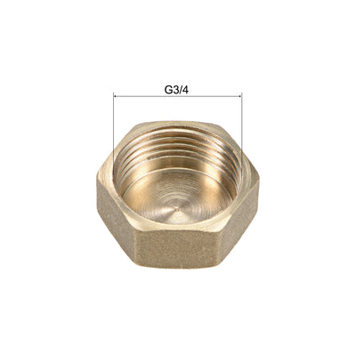 Harfington Uxcell 3/4 Inch Brass Cap G3/4 Female Pipe Fitting Hex Compression Stop Valve Connector 13x30mm