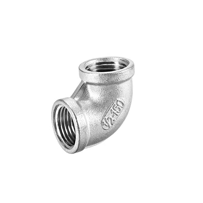 Harfington Uxcell Stainless Steel 304 Pipe Fitting Elbow 1/2BSPT Female x 1/2BSPT Female