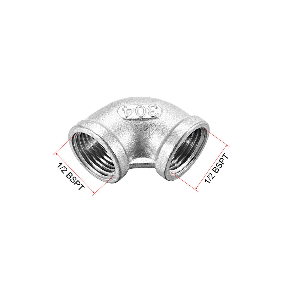 uxcell Uxcell Stainless Steel 304 Pipe Fitting Elbow 1/2BSPT Female x 1/2BSPT Female 2pcs