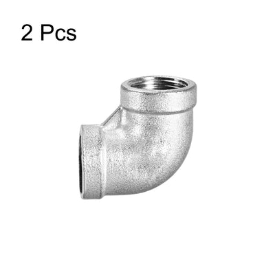 Harfington Uxcell Stainless Steel 304 Pipe Fitting Elbow 1/2BSPT Female x 1/2BSPT Female 2pcs