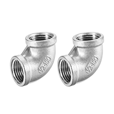 Harfington Uxcell Stainless Steel 304 Pipe Fitting Elbow 1/2BSPT Female x 1/2BSPT Female 2pcs