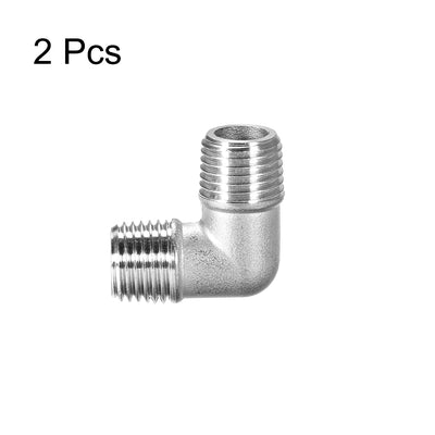 Harfington Uxcell Stainless Steel 304 Pipe Fitting Elbow 1/4BSPT Male x 1/4BSPT Male 2pcs