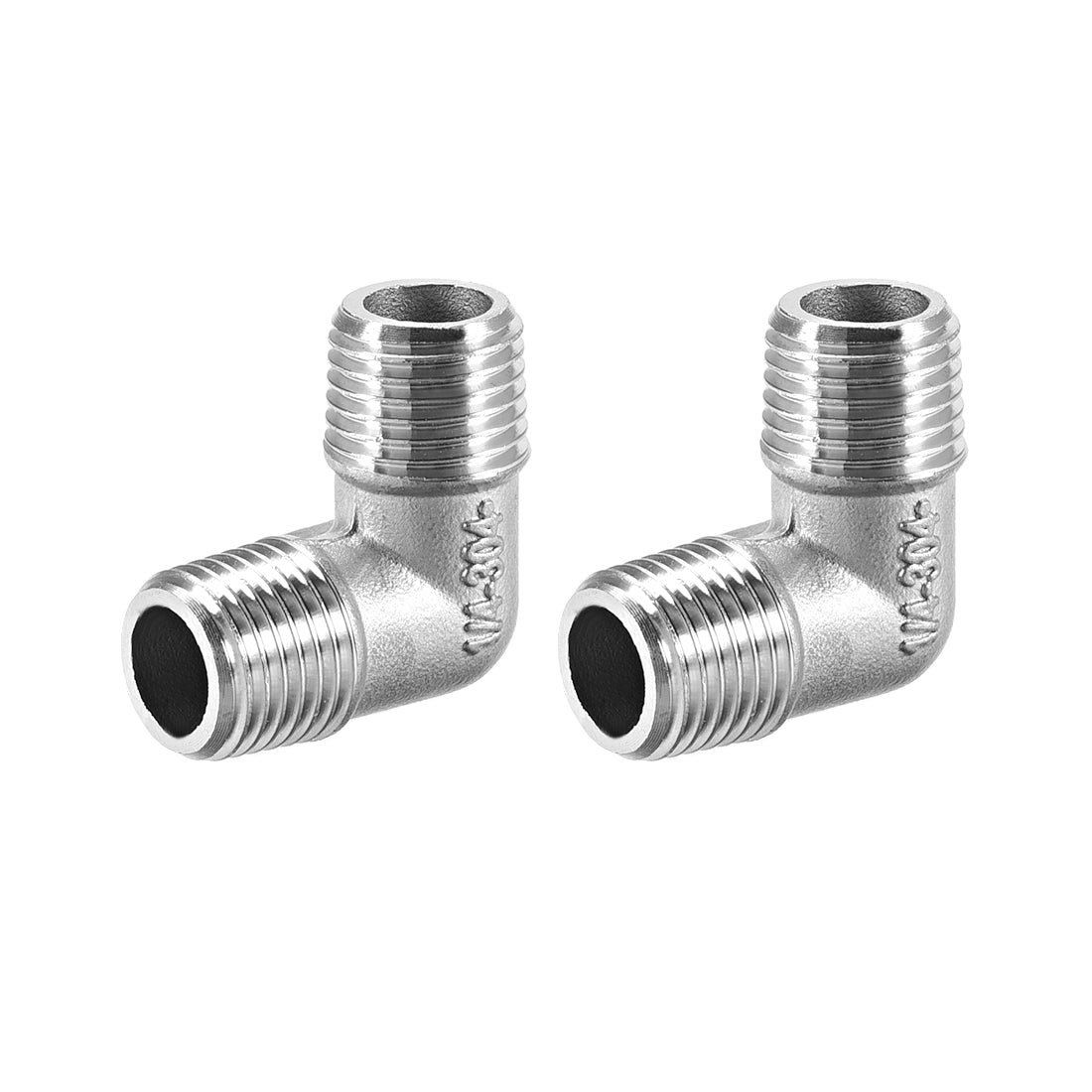 uxcell Uxcell Stainless Steel 304 Pipe Fitting Elbow 1/4BSPT Male x 1/4BSPT Male 2pcs