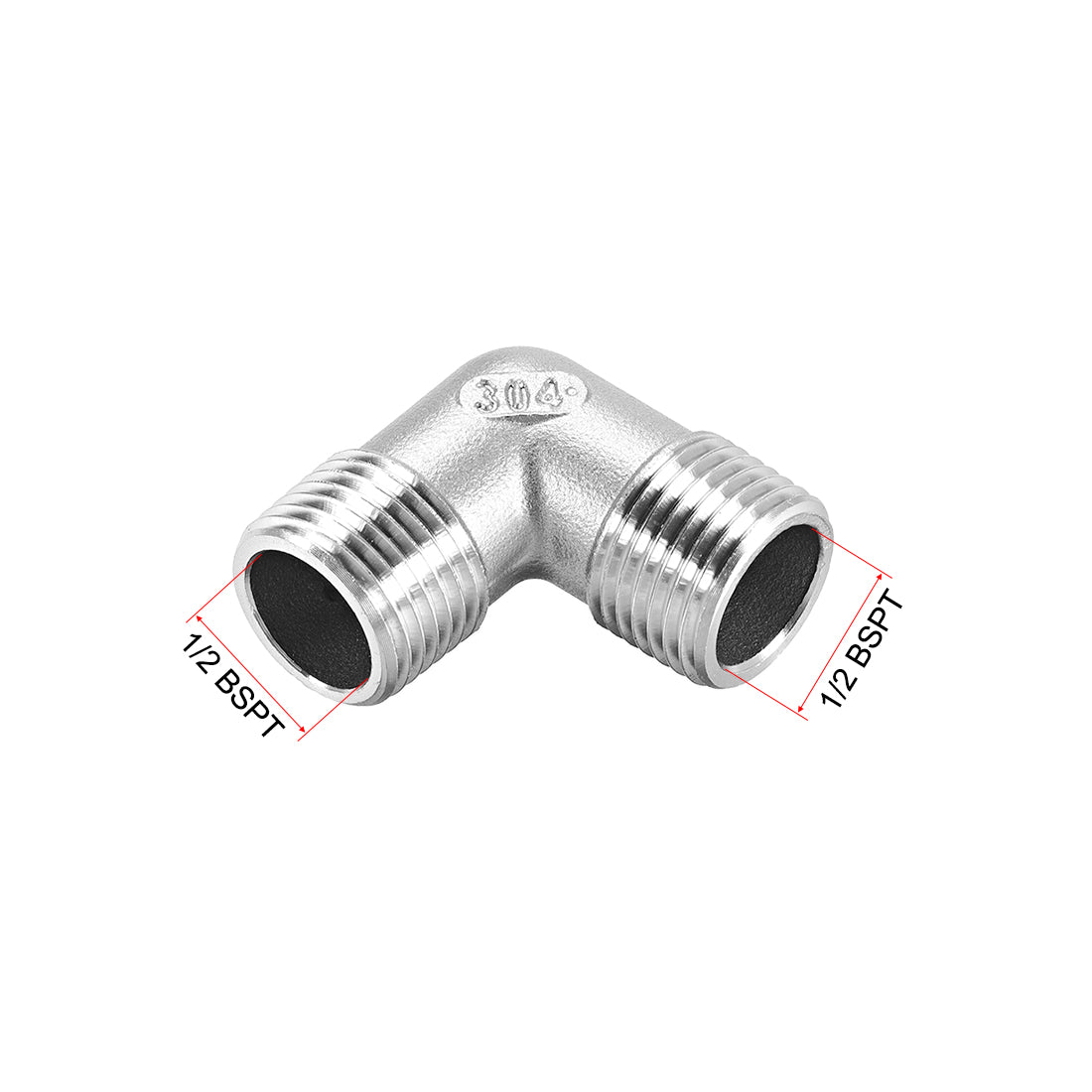 uxcell Uxcell Stainless Steel 304 Pipe Fitting Elbow 1/2BSPT Male x 1/2BSPT Male 3pcs